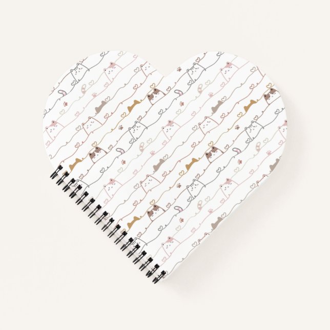 Cuaderno Gatos adorables asomándose sobre corazones  (Anverso)