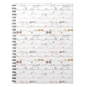 Cuaderno Gatos adorables asomándose sobre corazones