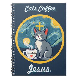 Cuaderno Gatos, Café, Regalo de Amante del Gato Personaliza