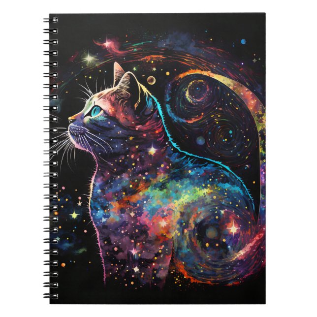 CUADERNO GATOS CELESTIALES COLORIDOS EN EL ESPACIO (Frente)