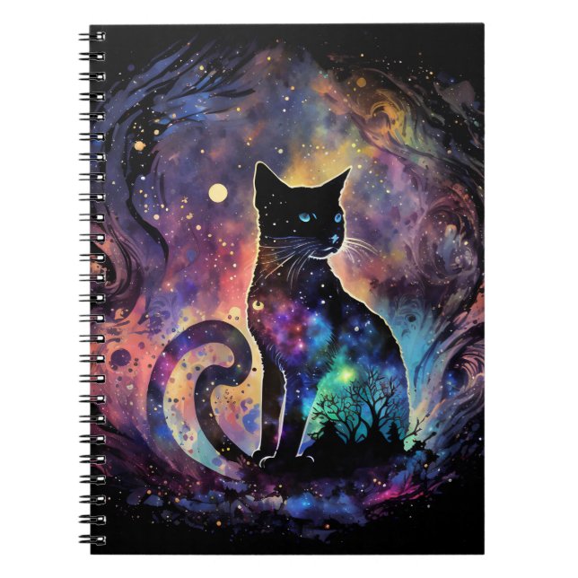 CUADERNO GATOS CELESTIALES COLORIDOS EN EL ESPACIO (Frente)
