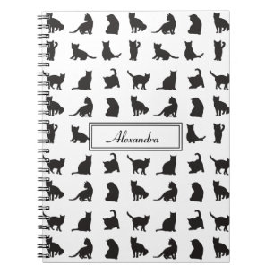 Cuaderno Gatos con silueta negra con monograma de nombre