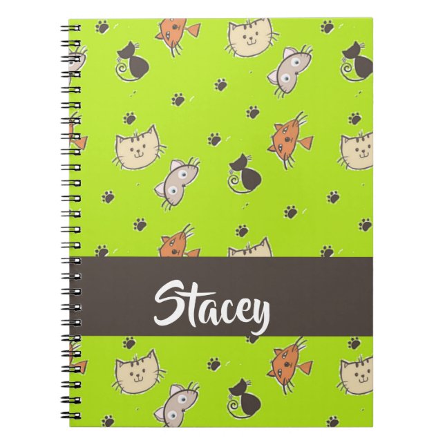 Cuaderno Gatos cortos en verde (Frente)