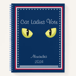 Cuaderno Gatos Damas Votan Script Gato Ojos Negrita Feminis