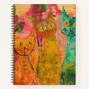 Cuaderno Gatos de acuarela Boho - Arte felino de tierra (2)