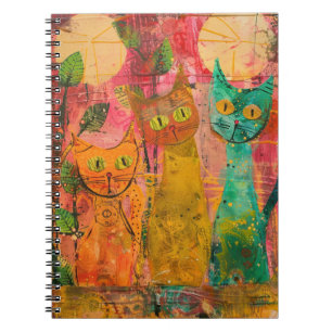 Cuaderno Gatos de acuarela Boho - Arte felino de tierra (2)