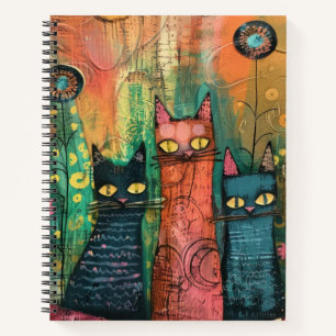 Cuaderno Gatos de acuarela de Boho - Arte felino de la tier