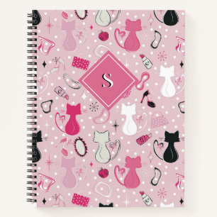 Cuaderno Gatos De Corazón Rosa De Mediano Siglo