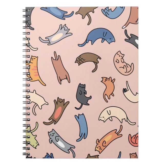Cuaderno Gatos de doodle sin piel, ilustracion (Frente)