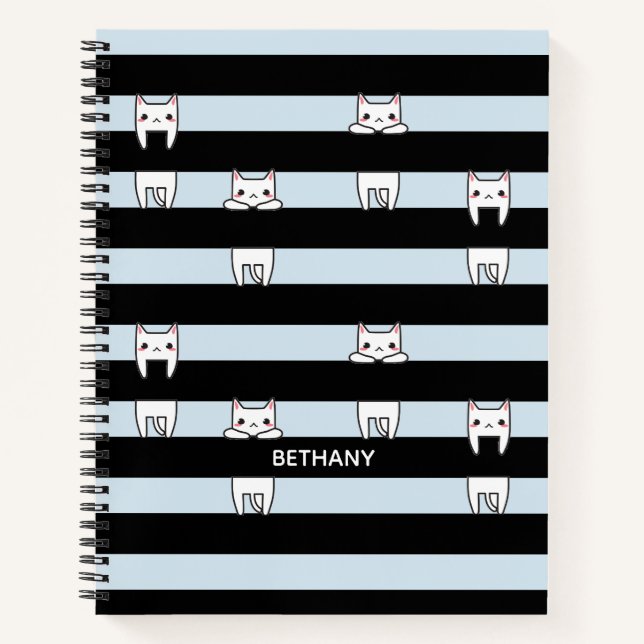 Cuaderno Gatos de escalada en rayas personalizadas (Anverso)