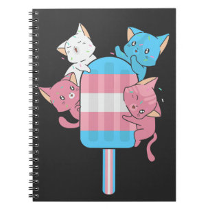Cuaderno Gatos de la bandera transgénero y una paleta