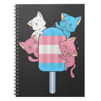 Cuaderno Gatos de la bandera transgénero y una paleta