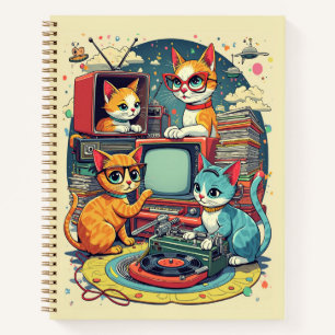 Cuaderno Gatos de mediados de siglo con registros retro, di