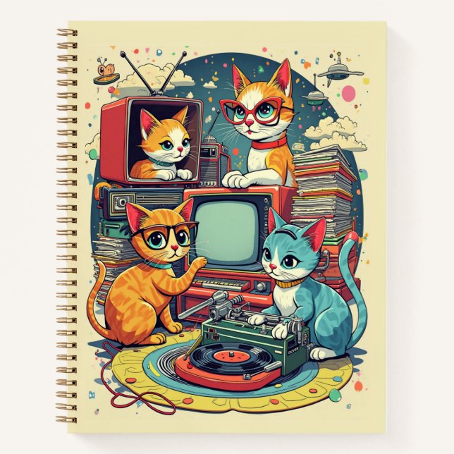 Cuaderno Gatos de mediados de siglo con registros retro, di (Anverso)