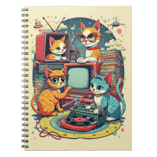 Cuaderno Gatos de mediados de siglo con registros retro y T