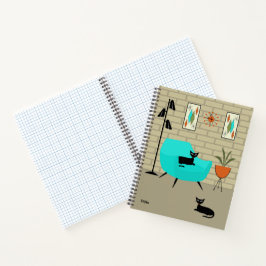 Cuaderno Gatos de mediados del siglo con pared de ladrillo