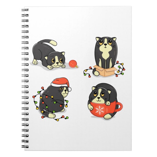 Cuaderno Gatos de Navidades bonitos y divertidos (Frente)