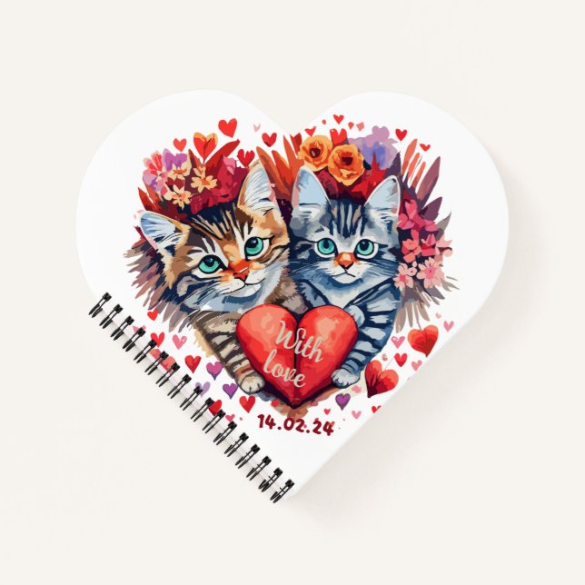 Cuaderno Gatos de San Valentín con corazón (Anverso)