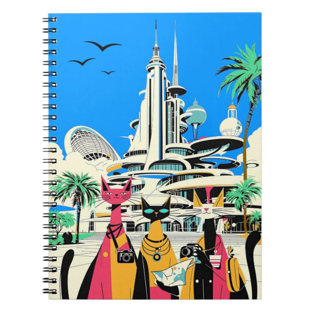 Cuaderno Gatos de vacaciones visitan el futuro (Frente)