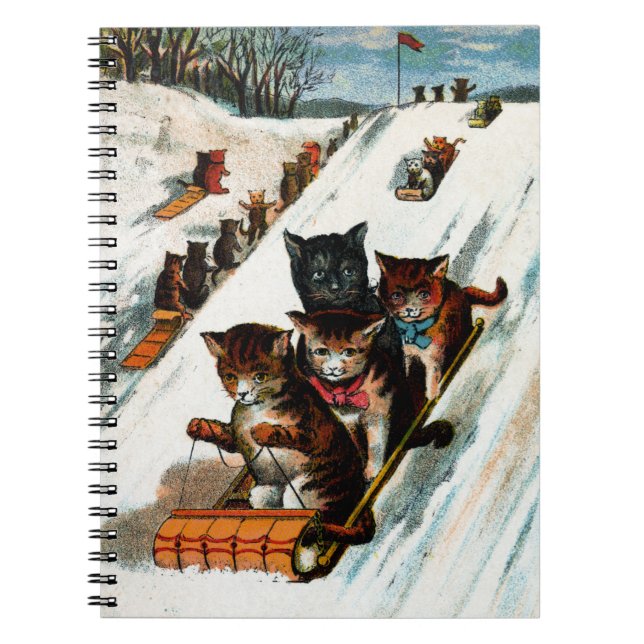 Cuaderno Gatos del trineo largo del vintage (Frente)