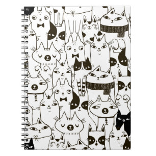 Cuaderno Gatos divertidos de garabatos patrón sin fisuras.