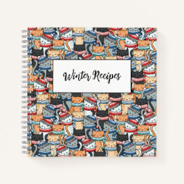 Cuaderno Gatos en estafas de invierno y patrón de Gorras