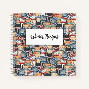 Cuaderno Gatos en estafas de invierno y patrón de Gorras