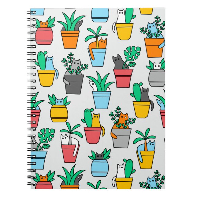 Cuaderno Gatos en macetas de flores (Frente)