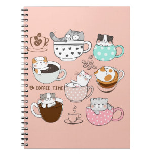 Cuaderno Gatos en tazas de café