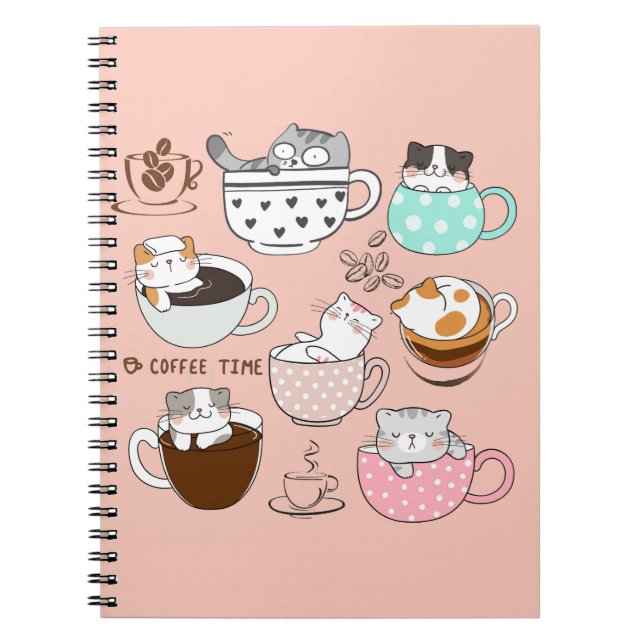 Cuaderno Gatos en tazas de café (Frente)