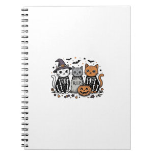 Cuaderno Gatos Esqueleto Lindos Grabado Vintage Halloween C
