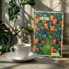 Cuaderno Gatos Geniales Patrón Colorido
