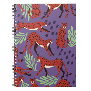 Cuaderno Gatos grandes exóticos, patrón de plantas tropical