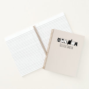 Cuaderno Gatos Ilustrados en Blanco y Negro Personalizables