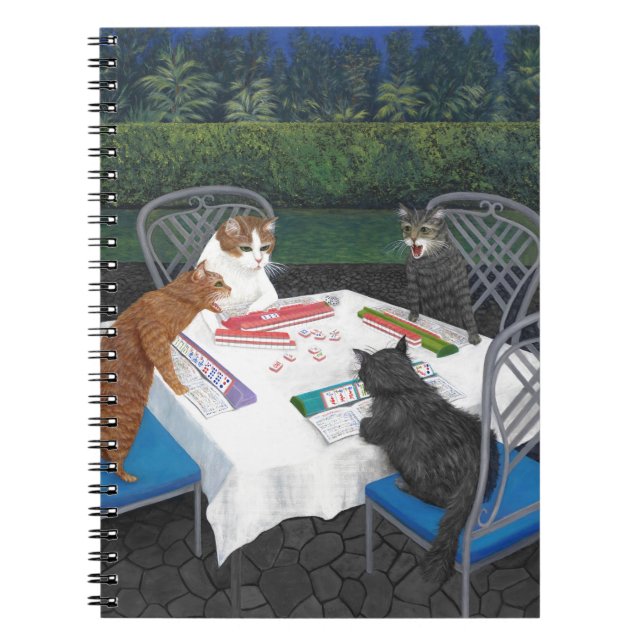 Cuaderno Gatos jugando Mahjong (Frente)