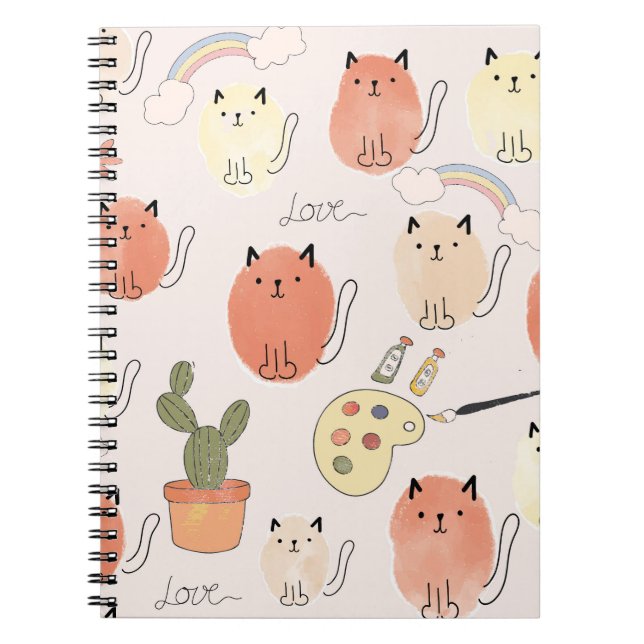 Cuaderno Gatos Kitty Kitten: Patrón animal lindo (Frente)