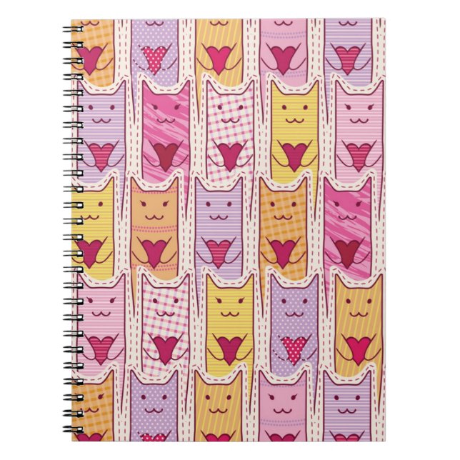 Cuaderno Gatos lindos con los corazones cariñosos (Frente)