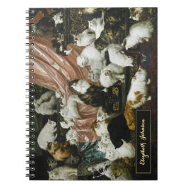 Cuaderno Gatos Lindos Gatitos Arte Antiguo Monograma Dorado