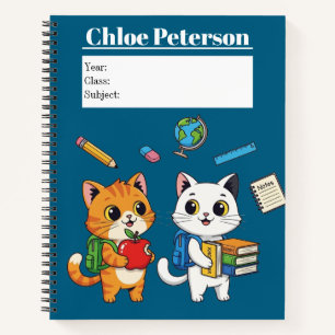 Cuaderno Gatos Lindos Personalizados para el Regreso a Clas