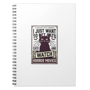 Cuaderno Gatos Mascotas Ven Películas De Terror Diseño Vint