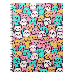 Cuaderno Gatos Minimalistas juguetones en pasteles multicol
