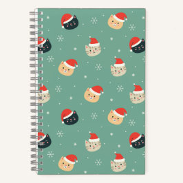 Cuaderno Gatos navidades con patrón de sombreros de Santa