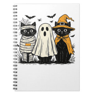 Cuaderno Gatos negros con disfraces de Halloween – Fantasma