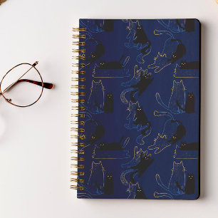 Cuaderno Gatos negros de medianoche: patrón minimalista mod