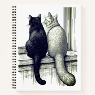 Cuaderno Gatos negros y blancos en la ventana