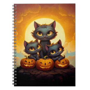 Cuaderno Gatos negros y calabazas adorables Halloween