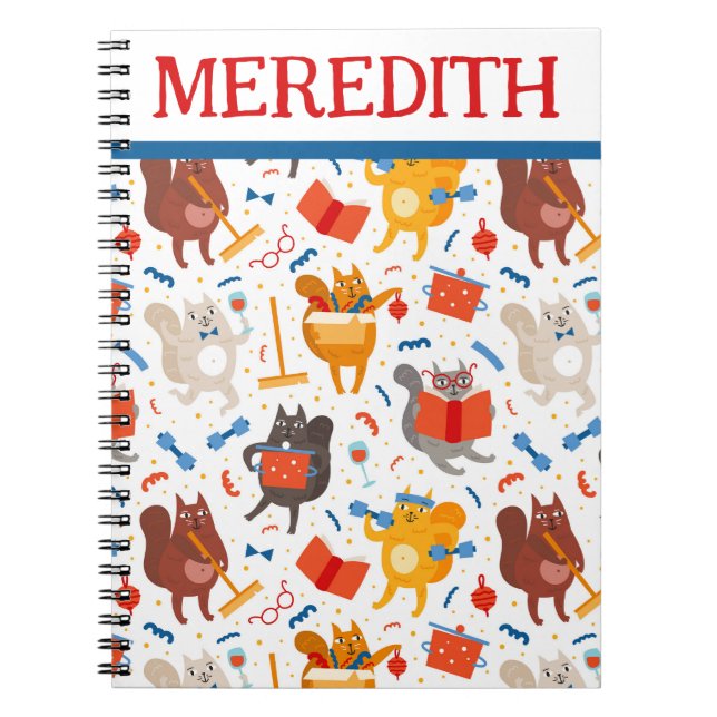 Cuaderno Gatos Ocupados En Todo El Portátil De Impresión (Frente)