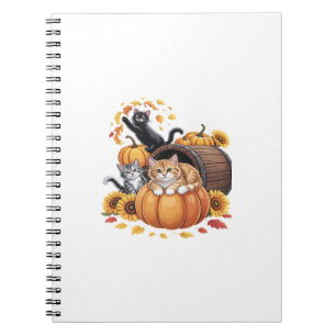 Cuaderno Gatos Otoño Calabazas De Acción De Gracias Girasol
