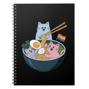 Cuaderno Gatos Ramen Arcoíris LGBTQ Gay Lesbiana Orgullo Al