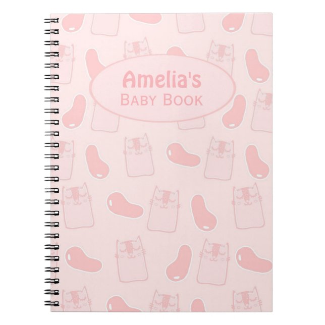 Cuaderno Gatos rosas y gelatinas bebé personalizado (Frente)